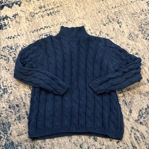 L.L. Bean Cable Knit fisherman Turtleneck Sweater 100% cotton